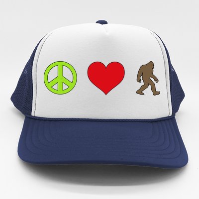 Peace Love Bigfoot  Trucker Hat