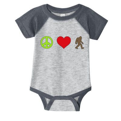 Peace Love Bigfoot  Infant Baby Jersey Bodysuit