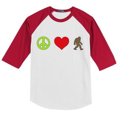 Peace Love Bigfoot  Kids Colorblock Raglan Jersey