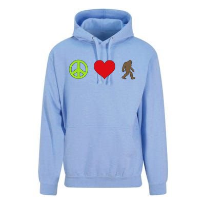 Peace Love Bigfoot  Unisex Surf Hoodie