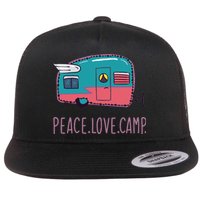 Peace Love Camp Flat Bill Trucker Hat