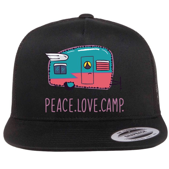 Peace Love Camp Flat Bill Trucker Hat