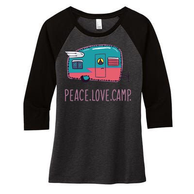 Peace Love Camp Women's Tri-Blend 3/4-Sleeve Raglan Shirt