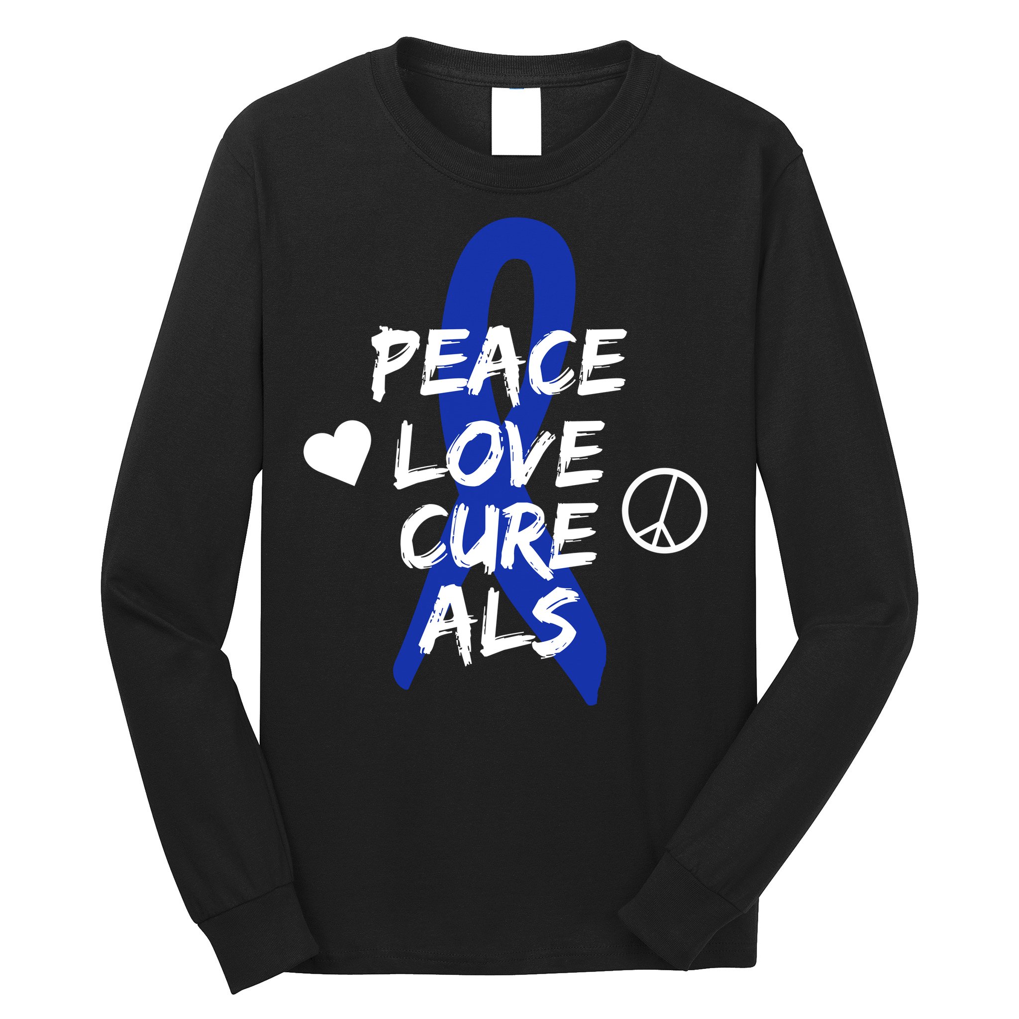 Peace Love Cure ALS Awareness Long Sleeve Shirt
