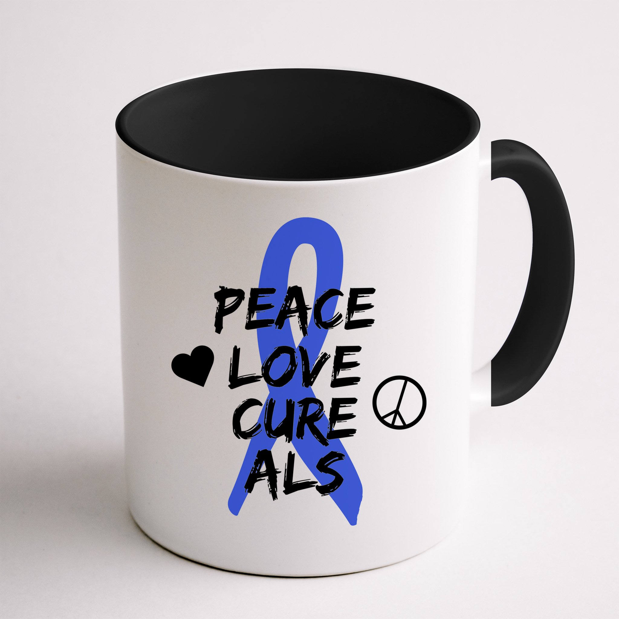 Peace Love Cure ALS Awareness Mug