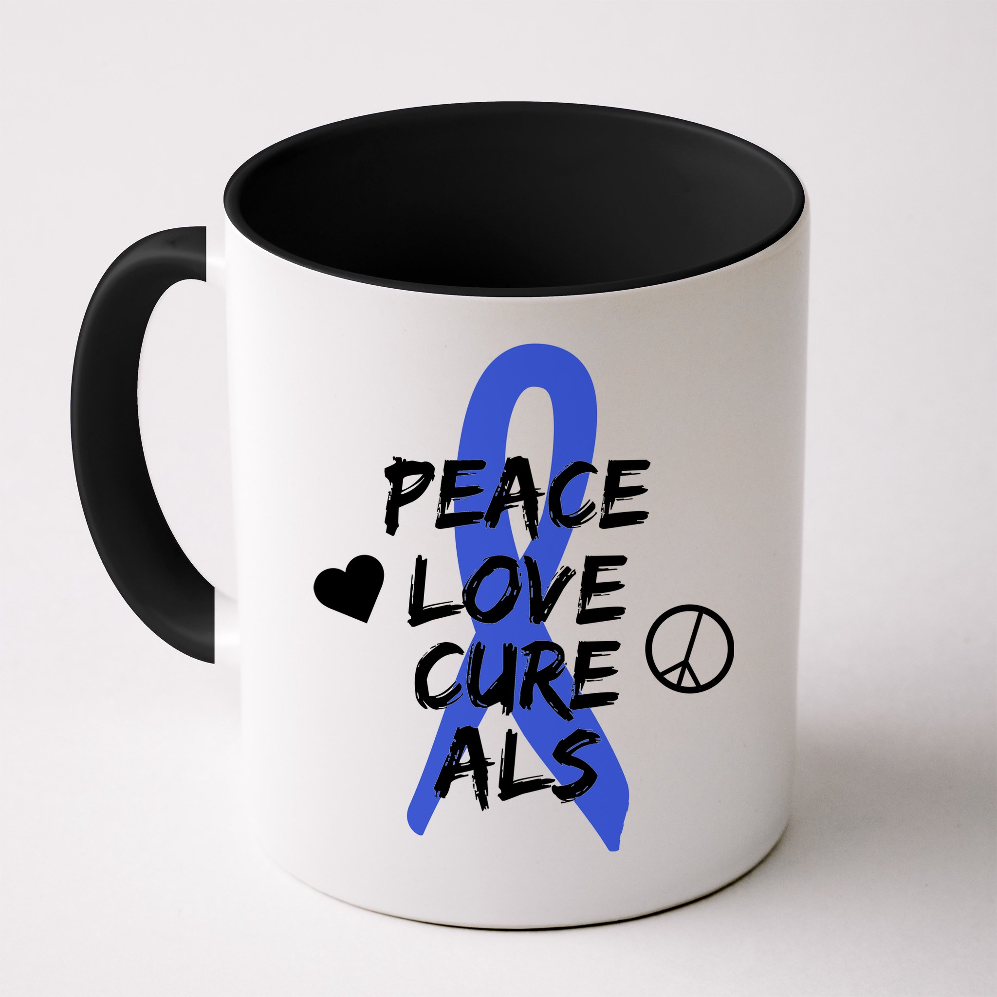 Peace Love Cure ALS Awareness Mug