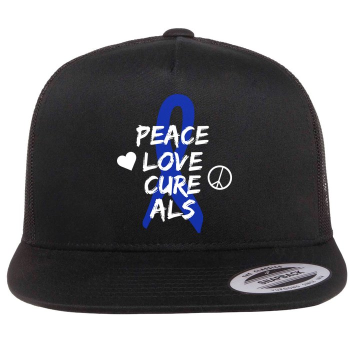 Peace Love Cure ALS Awareness Flatbill Hat