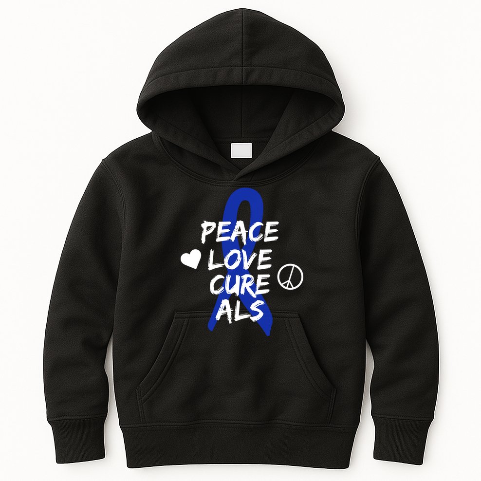 Peace Love Cure ALS Awareness Kids Hoodie