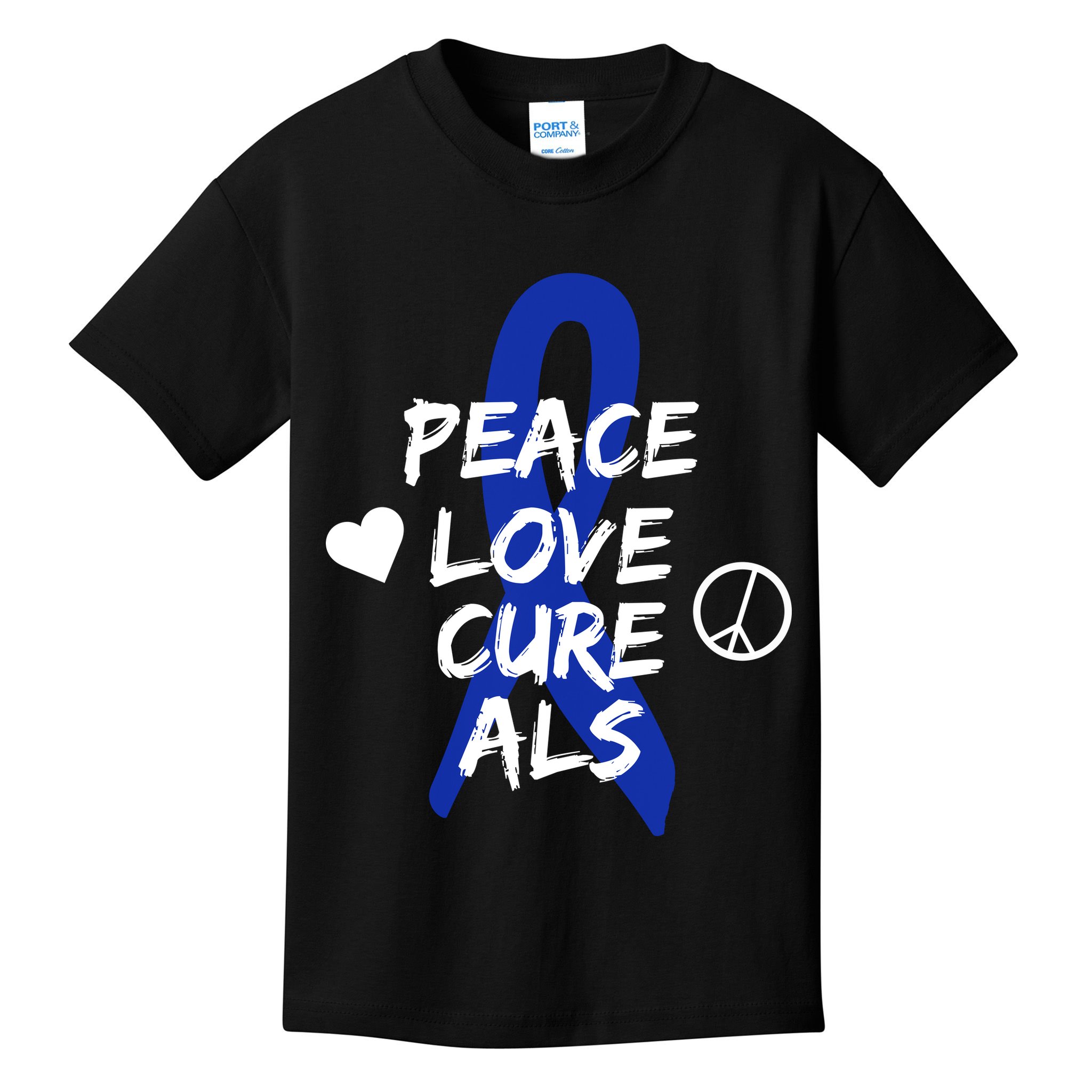 Peace Love Cure ALS Awareness Kids T-Shirt