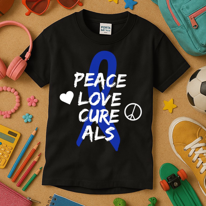 Peace Love Cure ALS Awareness Kids T-Shirt