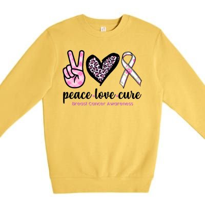 Peace Love Cure Breast Cancer Awareness Fashion Patterns Premium Crewneck Sweatshirt