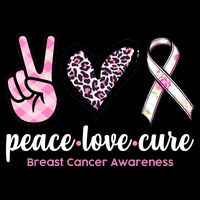 Peace Love Cure Breast Cancer Awareness Fashion Patterns Drawstring Bag