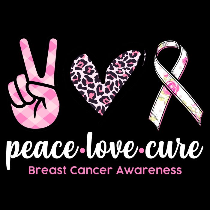 Peace Love Cure Breast Cancer Awareness Fashion Patterns Drawstring Bag