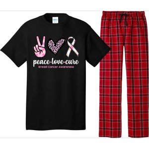 Peace Love Cure Breast Cancer Awareness Fashion Patterns Pajama Set