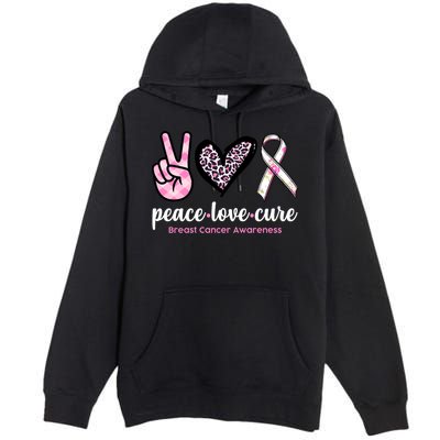 Peace Love Cure Breast Cancer Awareness Fashion Patterns Premium Pullover Hoodie