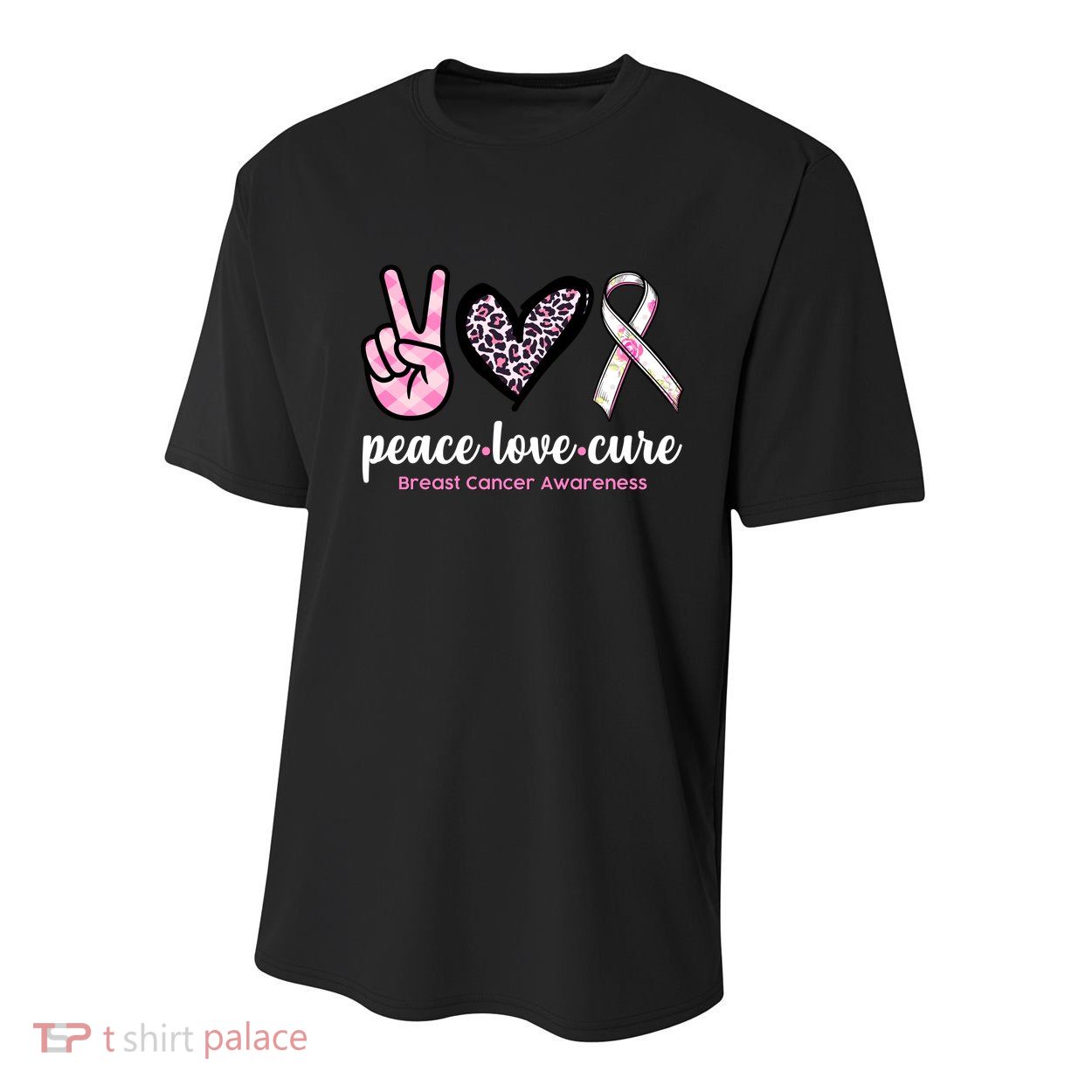 Peace Love Cure Breast Cancer Awareness Fashion Patterns Youth Performance Sprint T-Shirt
