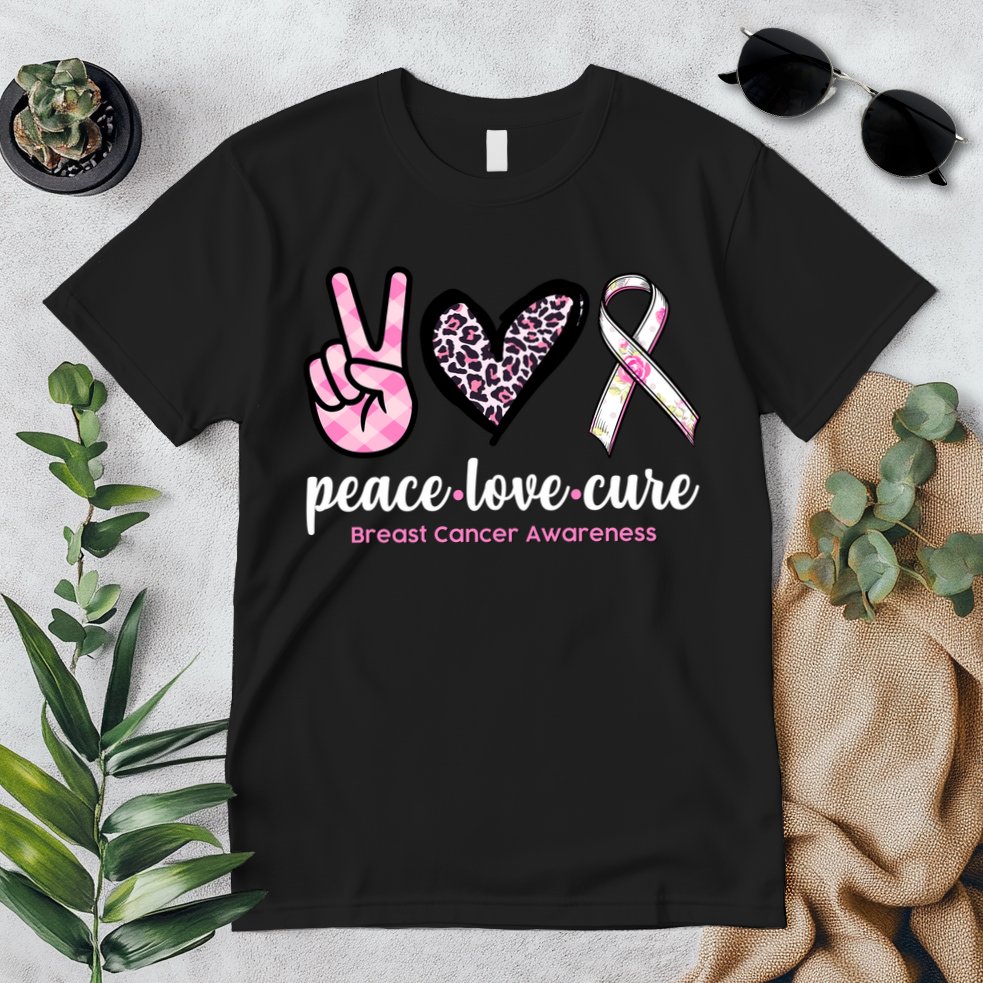 Peace Love Cure Breast Cancer Awareness Fashion Patterns Premium T-Shirt