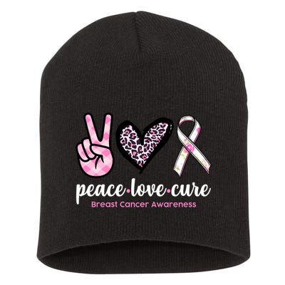Peace Love Cure Breast Cancer Awareness Fashion Patterns Short Acrylic Beanie