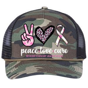 Peace Love Cure Breast Cancer Awareness Fashion Patterns Retro Rope Trucker Hat Cap