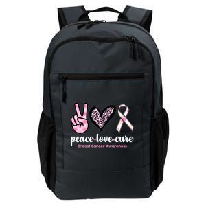 Peace Love Cure Breast Cancer Awareness Fashion Patterns Daily Commute Backpack