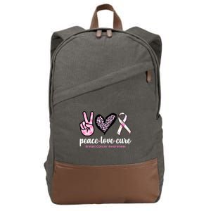 Peace Love Cure Breast Cancer Awareness Fashion Patterns Cotton Canvas Backpack