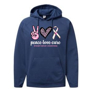 Peace Love Cure Breast Cancer Awareness Fashion Patterns Performance Fleece Hoodie