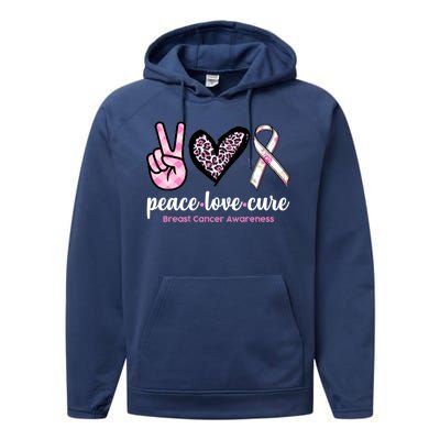 Peace Love Cure Breast Cancer Awareness Fashion Patterns Performance Fleece Hoodie