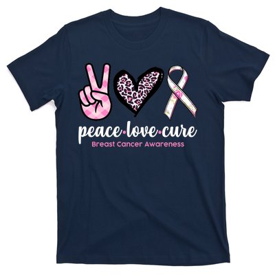 Peace Love Cure Breast Cancer Awareness Fashion Patterns T-Shirt