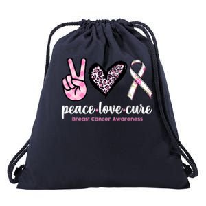 Peace Love Cure Breast Cancer Awareness Fashion Patterns Drawstring Bag