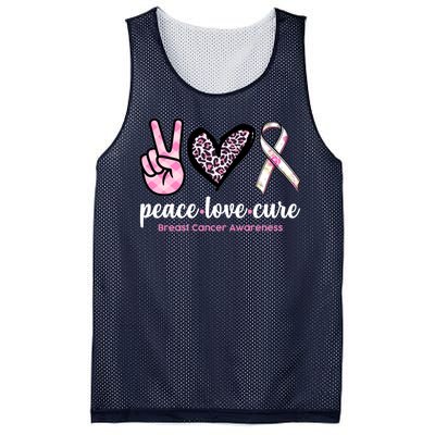 Peace Love Cure Breast Cancer Awareness Fashion Patterns Mesh Reversible Basketball Jersey Tank