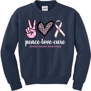 Peace Love Cure Breast Cancer Awareness Fashion Patterns Kids Sweatshirt