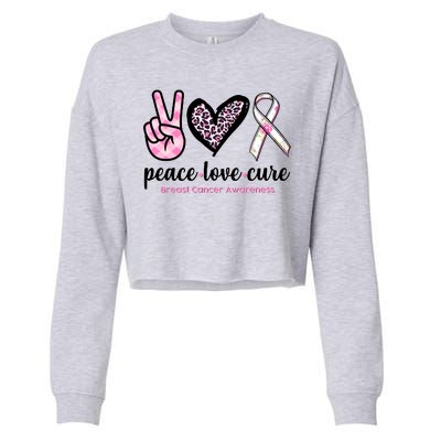 Peace Love Cure Breast Cancer Awareness Fashion Patterns Cropped Pullover Crew