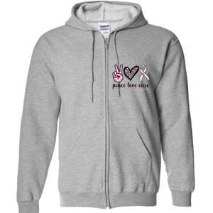 Peace Love Cure Breast Cancer Awareness Fashion Patterns Full Zip Hoodie