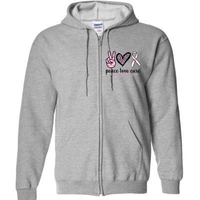 Peace Love Cure Breast Cancer Awareness Fashion Patterns Full Zip Hoodie