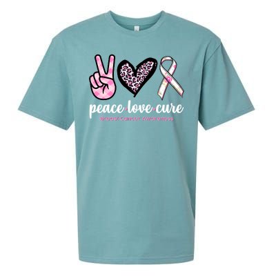 Peace Love Cure Breast Cancer Awareness Fashion Patterns Sueded Cloud Jersey T-Shirt