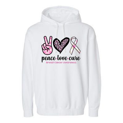 Peace Love Cure Breast Cancer Awareness Fashion Patterns Garment-Dyed Fleece Hoodie