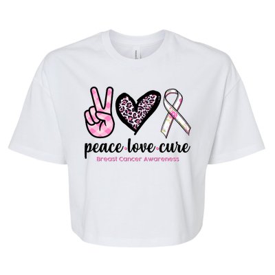 Peace Love Cure Breast Cancer Awareness Fashion Patterns Bella+Canvas Jersey Crop Tee