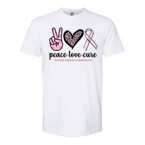 Peace Love Cure Breast Cancer Awareness Fashion Patterns Softstyle CVC T-Shirt