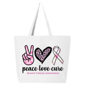 Peace Love Cure Breast Cancer Awareness Fashion Patterns 25L Jumbo Tote