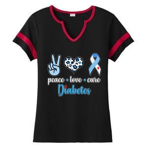 Peace Love Cure Diabetes Ladies Halftime Notch Neck Tee