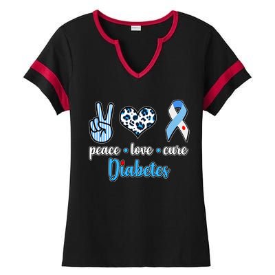 Peace Love Cure Diabetes Ladies Halftime Notch Neck Tee