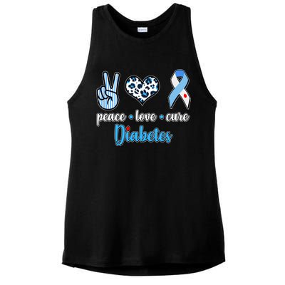 Peace Love Cure Diabetes Ladies PosiCharge Tri-Blend Wicking Tank