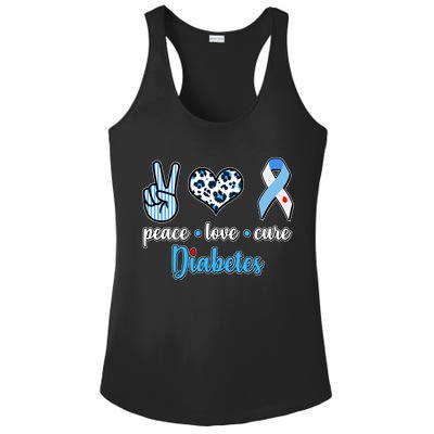 Peace Love Cure Diabetes Ladies PosiCharge Competitor Racerback Tank