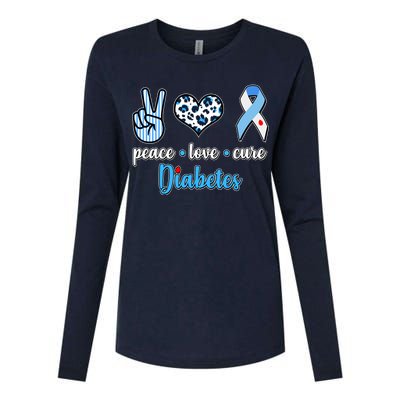 Peace Love Cure Diabetes Womens Cotton Relaxed Long Sleeve T-Shirt