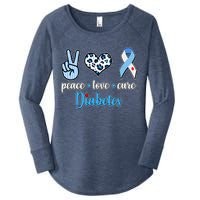 Peace Love Cure Diabetes Women's Perfect Tri Tunic Long Sleeve Shirt