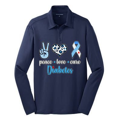 Peace Love Cure Diabetes Silk Touch Performance Long Sleeve Polo