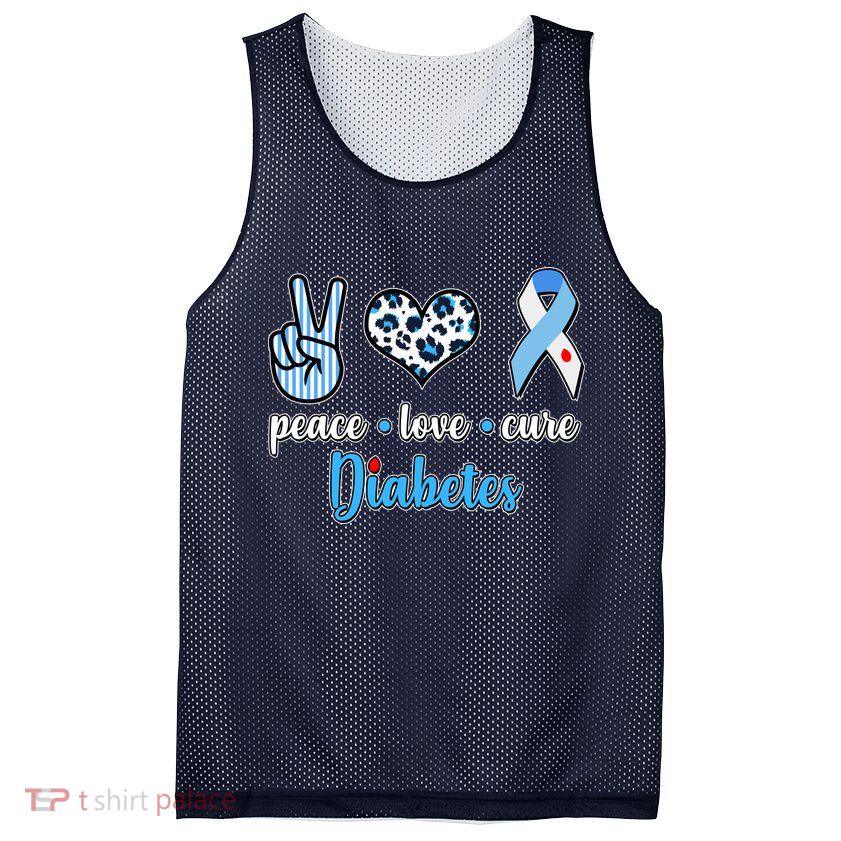 Peace Love Cure Diabetes Mesh Reversible Basketball Jersey Tank