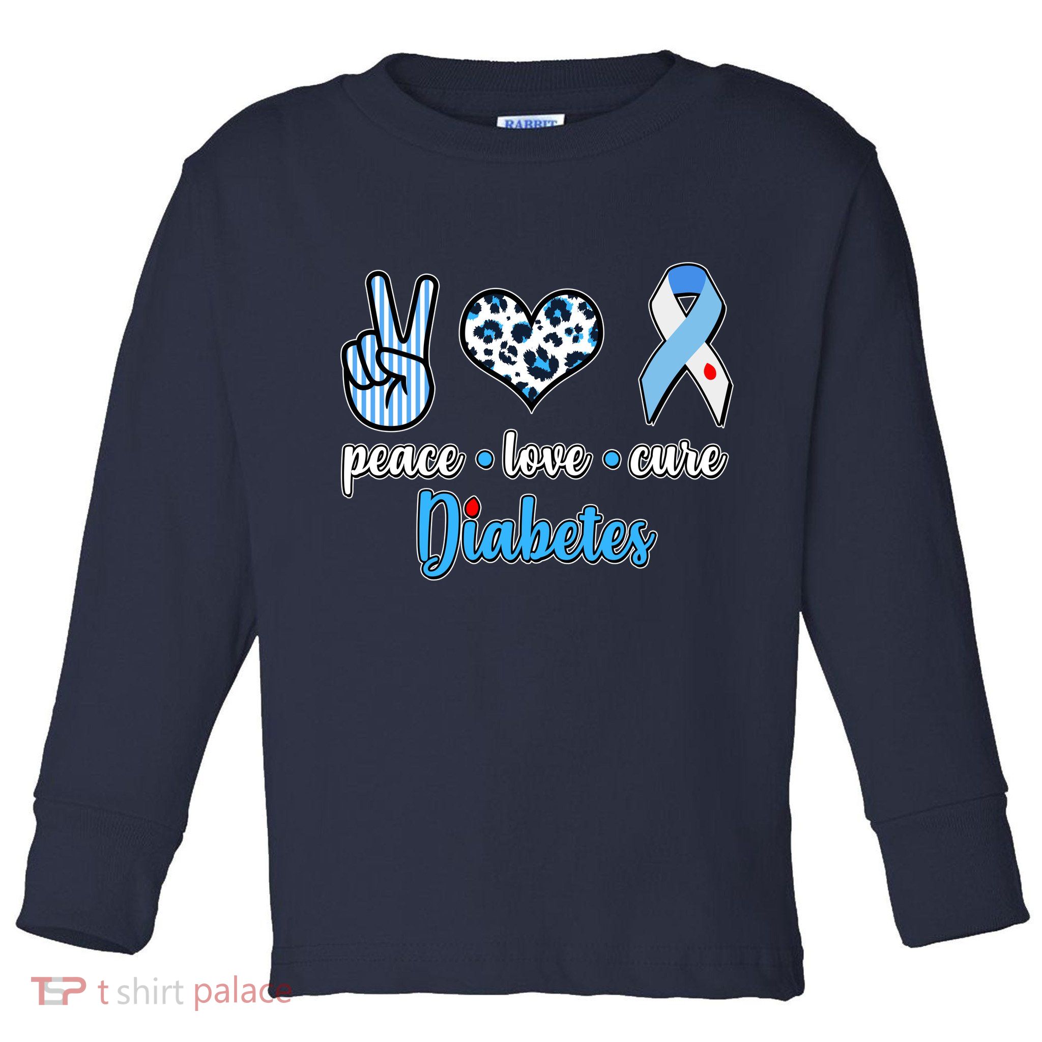 Peace Love Cure Diabetes Toddler Long Sleeve Shirt