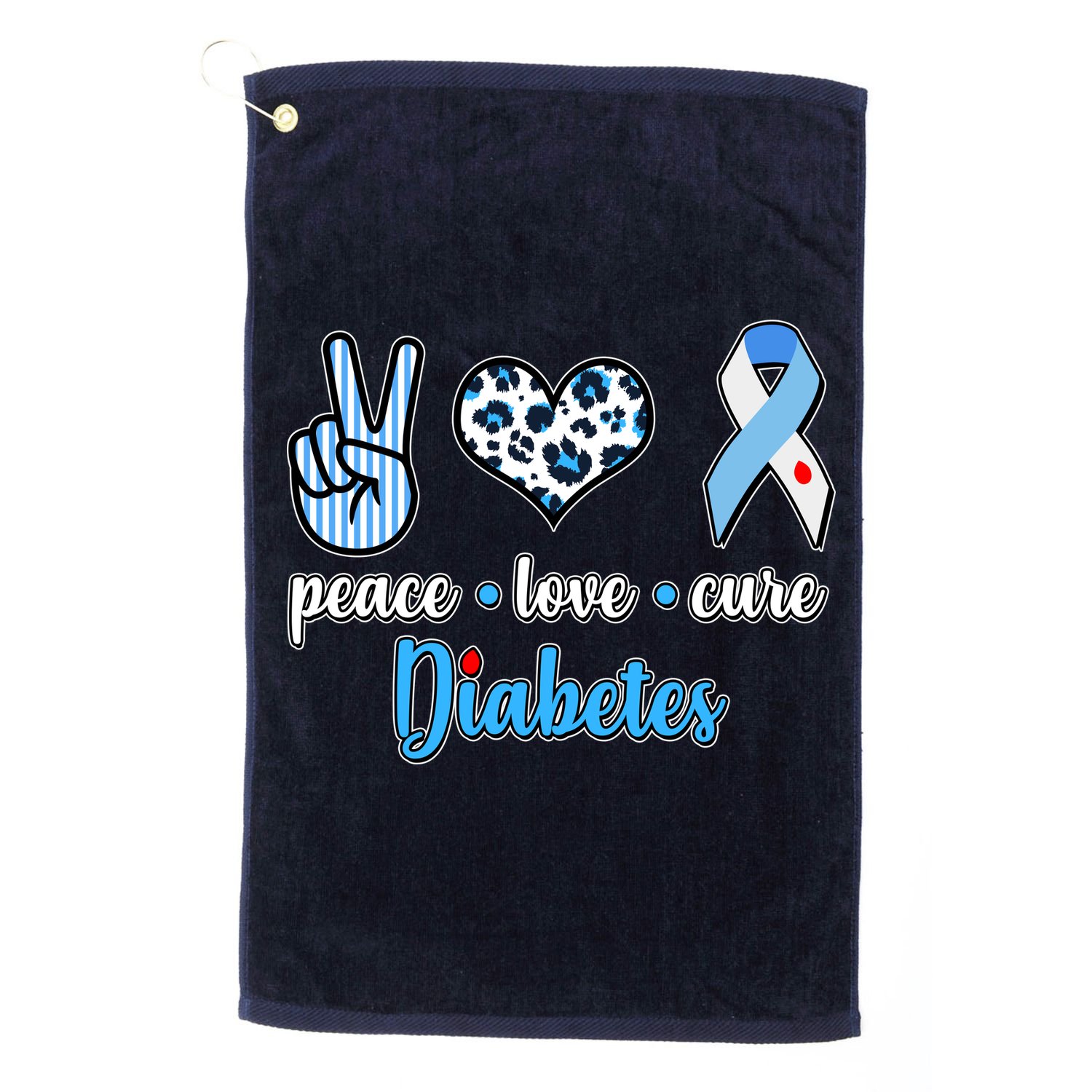 Peace Love Cure Diabetes Golf Towel
