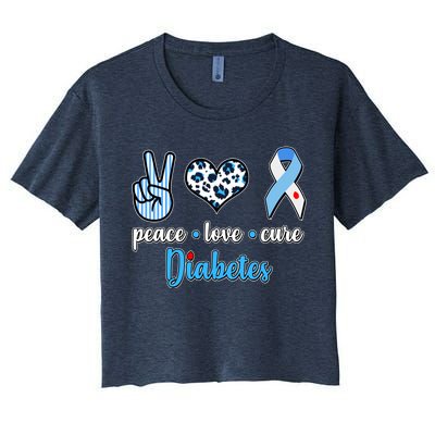 Peace Love Cure Diabetes Women's Crop Top Tee